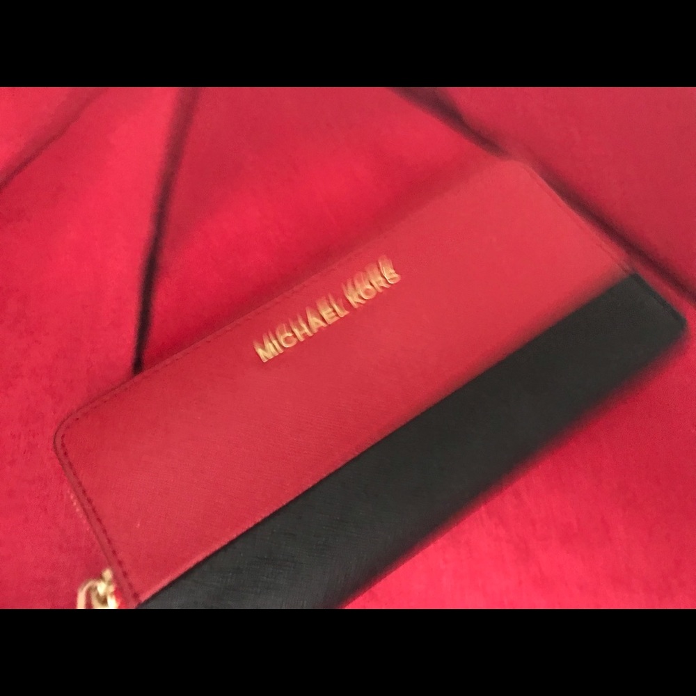 Michael Kors Red and black long large wallet